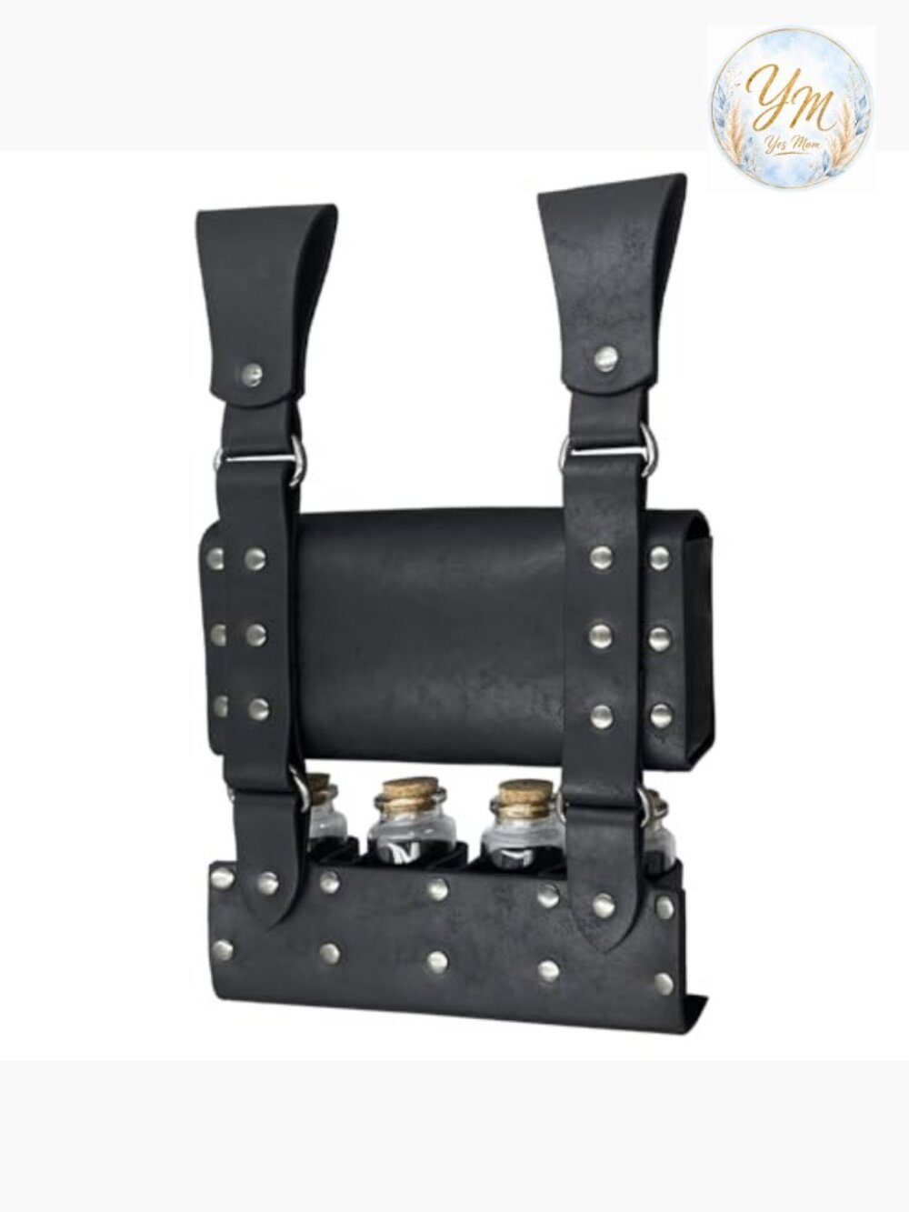 Medieval Alchemy Faux Leather Belt Bag with Potion Vials, LARP Ren Faire Waist - Picture 6 of 6